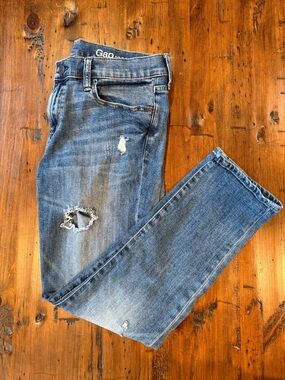 GAP Distressed Cropped Girlfriend Jeans